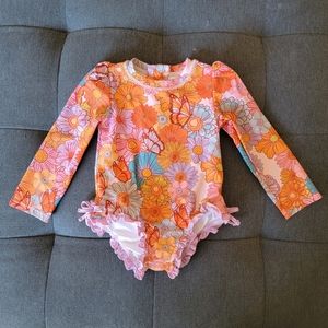 posh peanut | long sleeve ruffled rash guard swimsuit | meadow